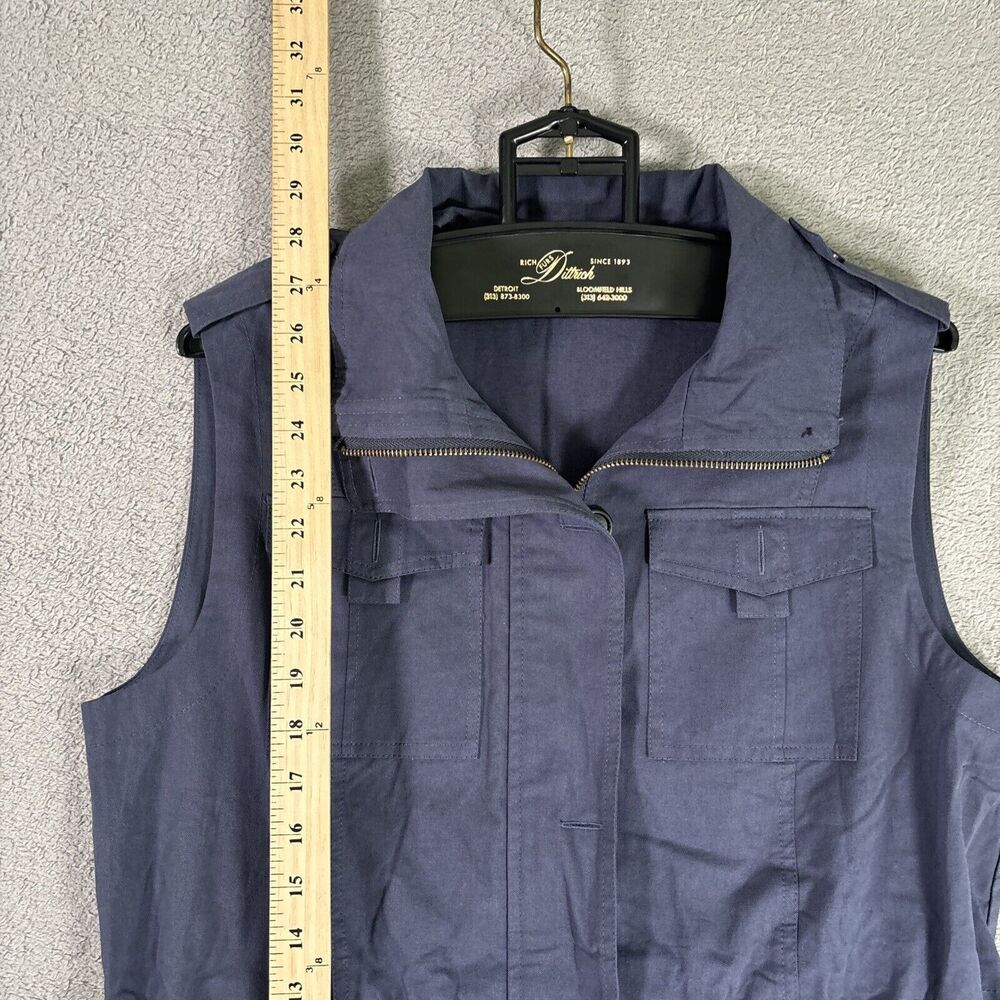 Multi Pocket Travel Vest Size 39 Inch Chest Full Zip Epaulets Blue Cinch Waist - Picture 4 of 10